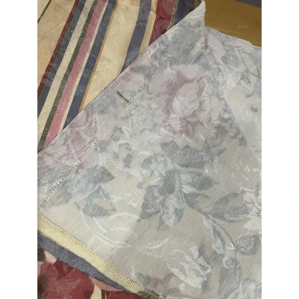 Vtg Rose Flower Fabric Shower Curtain Cottage French Country Valance Tassels‎